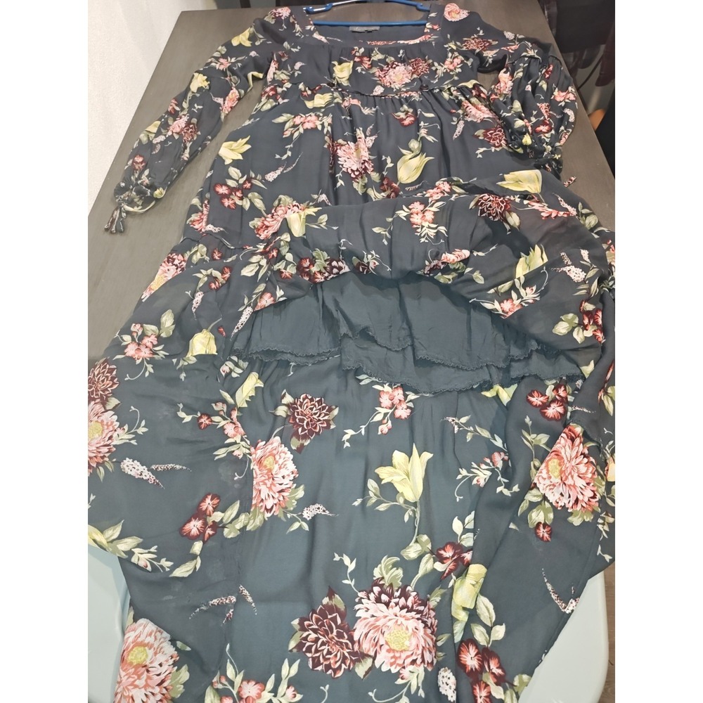 Anthropologie Floral Boho Tiered Midi Dress Cottagecore Long Sleeve Small - Picture 6 of 14
